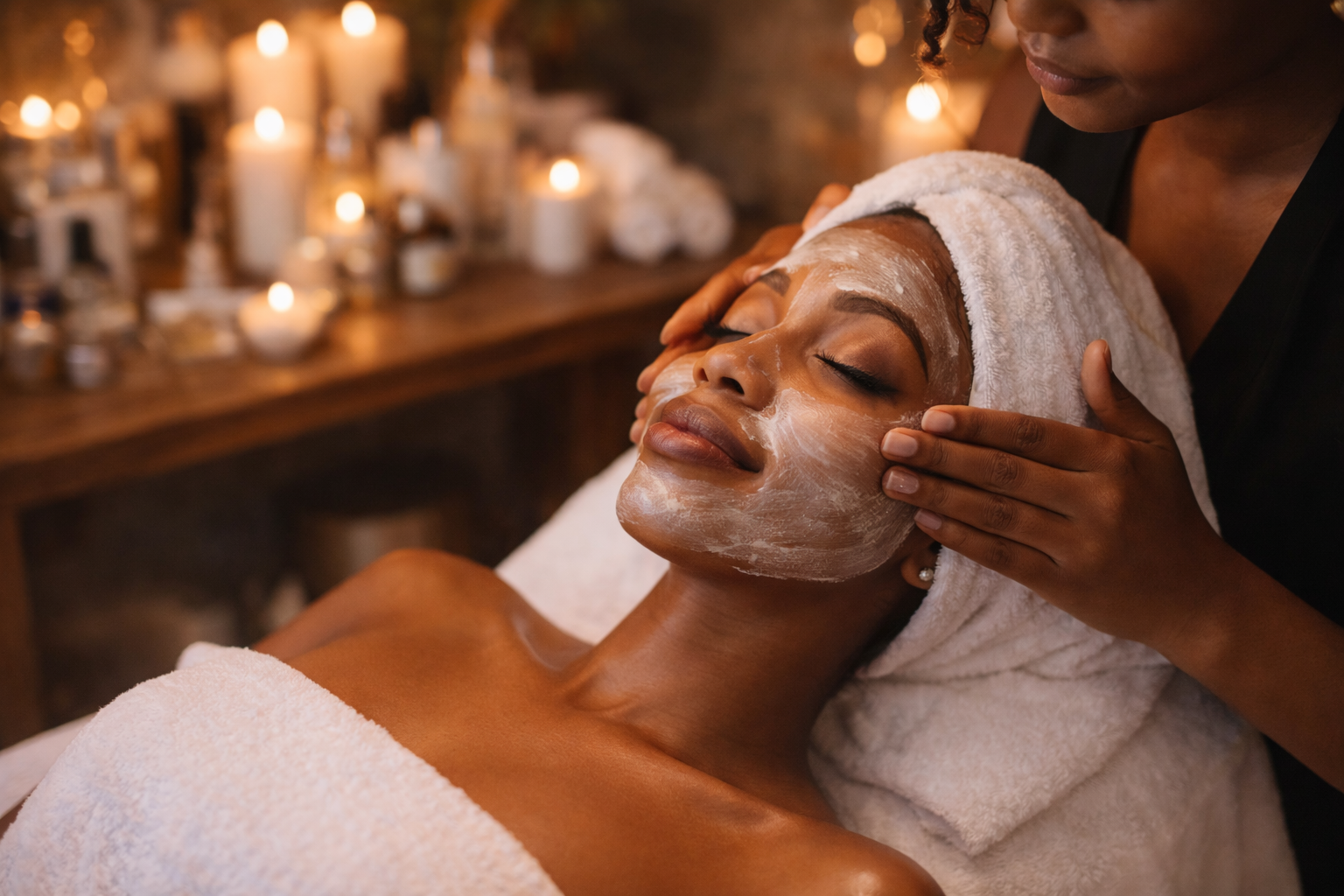 African women getting makeup